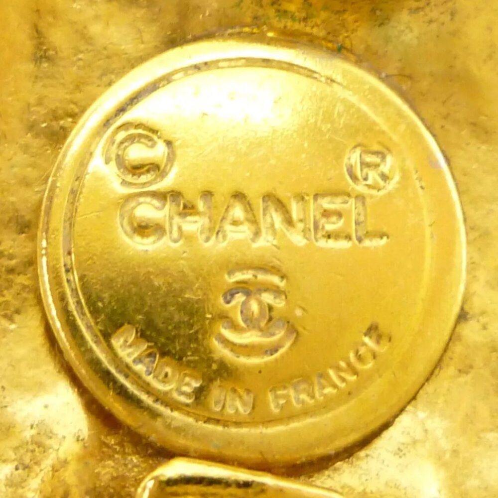 Authentic CHANEL Vintage Coco Mark Earrings Gold Brass - Picture 6 of 11